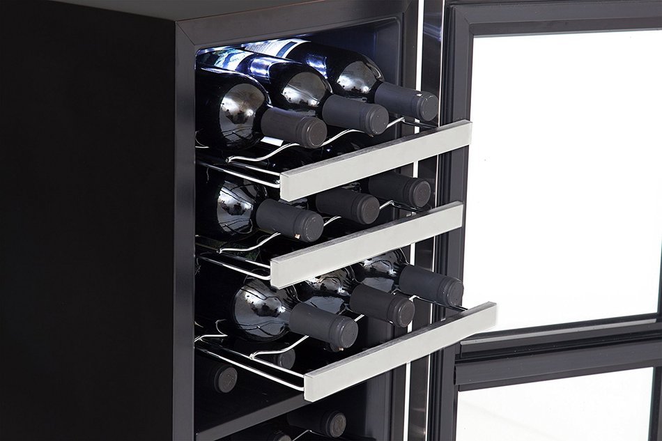 Whynter WC-241DS 24 Bottle Dual Zone Touch Control Wine Cooler, Black with Stainless Steel Trim N2