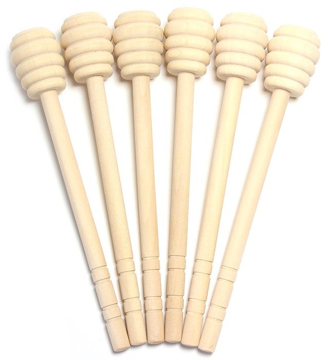 6" Wood Honey Dipper Drizzle, Stir Stick Dispenser (4) N3
