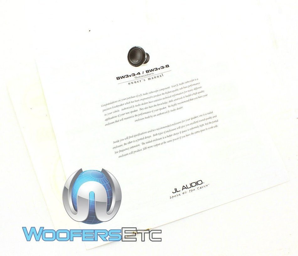 JL Audio 8W3V3-4 8" Single 4-Ohm W3V3 Series Subwoofer N3
