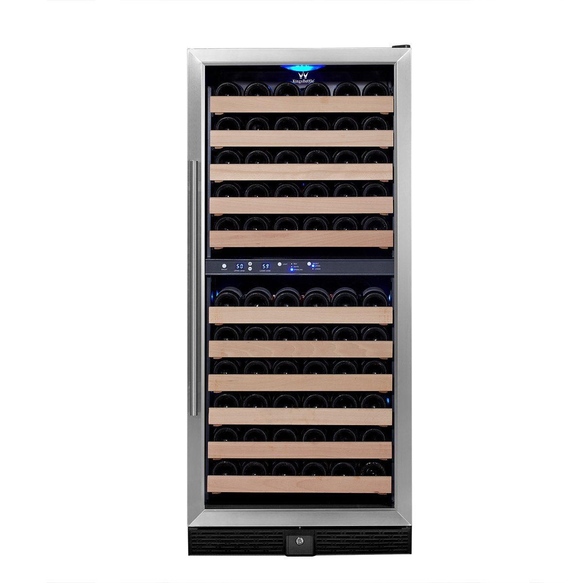 KingsBottle 46 Bottle Dual Zone Wine Cooler, Stainless Steel with Glass