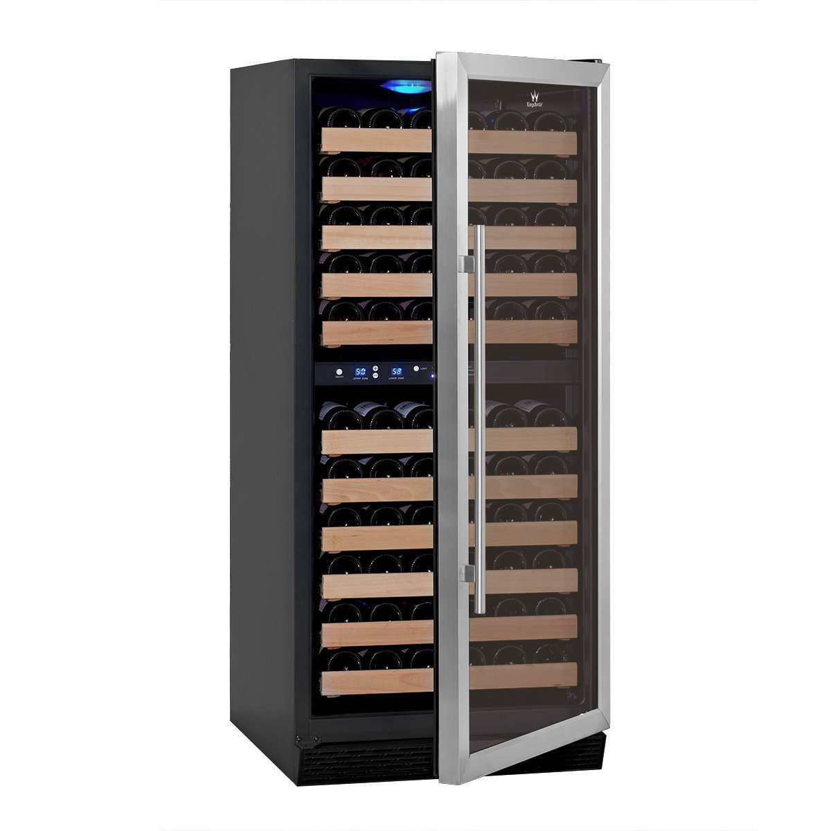 KingsBottle 46 Bottle Dual Zone Wine Cooler, Stainless Steel with Glass
