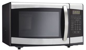 Durable and Stylish Stainless Steel Countertop Microwave Oven, 900 Watts, Simple One-Touch, 0.9 Cubit Foot