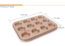 Jhua 12Cup Muffin Pan Carbon Steel Nonstick Bakeware Cupcake Tray Mini Cake Maker Baking Pie Pan for DIY Cookie... N5