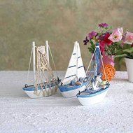 3Pcs/lot Mediterranean Style Wooden MiNi Net Ship Sailing Ship furnishing articles handmade Nautical Home Decor N2