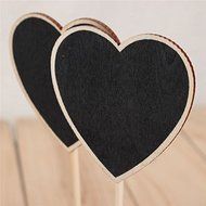 Mini Wooden Board Blackboard Chalkboard Stand Place Wedding Holder Heart Stick N2
