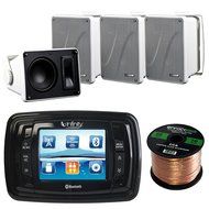 Infinity PRV350 Marine 3.5" LCD Bluetooth Stereo Receiver Bundle Combo With 4x Kicker 11KB6000W 6.5" Inch White...