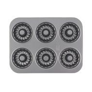Cake Boss Novelty Nonstick Bakeware 6-Cup Round Cakelette Pan, Gray N7