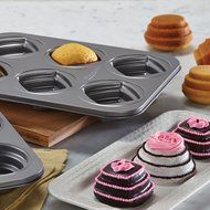 Cake Boss Novelty Nonstick Bakeware 6-Cup Round Cakelette Pan, Gray N10