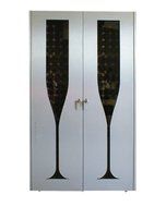 Champagne 440-Model Brushed Aluminum Wine Cabinet with 2 Champagne Glass Design Doors by Vinotemp