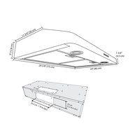 Ancona AN-1228 Slim SP2 Twin Motor 5" High 425 CFM 4-Speeds Under Cabinet Range Hood, 30", Stainless Steel N3