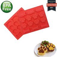 AS fish bones and Dog Paw and Bone Mold - For Baking Paws and Bones - Silicone 2pcs N3