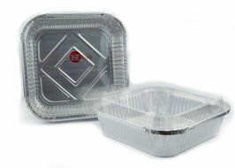 Disposable Aluminum Foil Pans 8" x 8" Square Cake Pan With Dome Lid 5 Sets N3