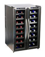 Whynter WC-321DD 32 Bottle Dual Temperature Zone Wine Cooler, Stainless Steel Trimmed Glass Door with Black Cabinet N5