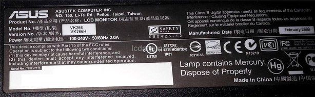Asus VK266 LCD Monitor Repair Kit, Capacitors Only, Not the Entire Board N2
