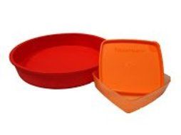 1 Piece Silicone Round Cake Pan for Colour Red Wine or Red + Free Tupperware Square A-way 250ml N2