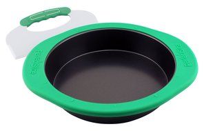 BergHOFF Perfect Slice Round Cake Pan with Silicone Sleeve and Tool, Gray
