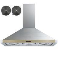 GOLDEN VANTAGE 36" Wall Mount Stainless Steel Ductless Range Hood Kitchen Vent With Golden Control Panel GV-63190D-GLD+CF