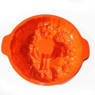X-Haibei Round Holiday Wreath Bundt Jello Cake Pan Silicone Baking Shallow Mold 10inch N2