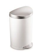 simplehuman Semi-Round Step Trash Can, White Steel, 10 L / 2.6 Gal