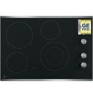 GE JP3530SJSS Built-In Knob Control Electric Cooktop, Black Ceramic Top with Stainless Steel Trim N4