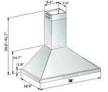 30" Stainless Steel Wall Mount Touch Panel Controls LED Light Lamp Range Hood N5