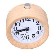 DZT1968 Round Wooden Silent Alarm Clock With Night Light N2