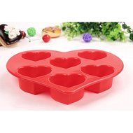 BakeBear 6 in One Heart Shape Baking Cake Pans, Red Love Silicone Cake Mold Edible Cake Decorations dipshop N5