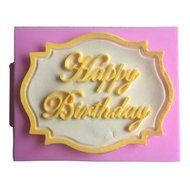 Karen Baking Happy Birthday Cake Card Shape 3D Silicone Fondant Cake Mould Pink N6