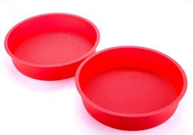 Bekith 9&quot; Round Silicone Cake Mold Pan (9&quot; round x 2 1/4&quot; deep), Set of 2 N3