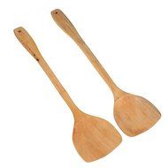2pcs Lengthening Wooden Turner Spatula Safe For Non-Stick Cookware N2