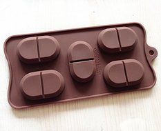 5 Cavity Coffee Bean Shape Silicone Chocolate Cake Ice Chocolate Soap Baking Mold Food Grade