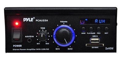 Pyle Home PCAU15A 2 x 15 Watts Mini Power Amplifier with LED Display N8