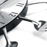 ETHAHE Fashion Fork &amp; Knife Kitchen Clock Sliver