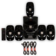 Blue Octave B54 Home Theater 5.1 Bluetooth Speaker System with FM Tuner USB and 4 Extension Cables N2