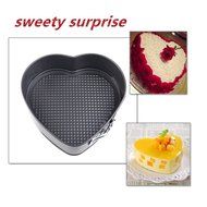 Set of 3 Springform Cake Tin Nonstick Baking Pan DIY Heart/Round/Square Shaped Birthday Cake Molds-Enjoy your... N5