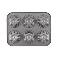 Cake Boss Novelty Nonstick Bakeware 6-Cup Round Cakelette Pan, Gray N12
