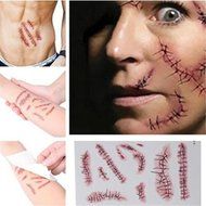 GUAngqi 10pcs Wounds Temporary Tattoos Halloween Zombie Scars N6