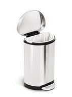simplehuman Semi-Round Step Trash Can, White Steel, 10 L / 2.6 Gal N2