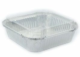 Disposable Aluminum Foil Pans 8&quot; x 8&quot; Square Cake Pan With Dome Lid 5 Sets N4