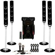 Acoustic Audio AAT1000 Tower 5.1 Speaker System with 2 Mics Powered Sub and 4 Extension Cables