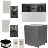 Theater Solutions 5.1 Home Theater 6.5&quot; Speakers Set with Center 10&quot; Powered Sub and More TS65WL51SET4