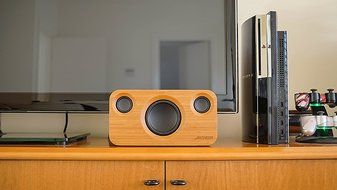 ARCHEER 25W Bluetooth Speakers with Super Bass, Charging Port Upgraded, Bamboo Wood Home Speaker with Subwoofer N4