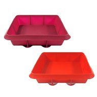 2 X Agora Silicone Square Lasagne Cake Pan Color Red Wine or Red with Free Tupperware Green Tea 1 Box N2