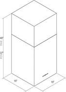 16" KA-124-CS Island Range Hood Stainless Steel Square Chimney. Made in Italy. N4