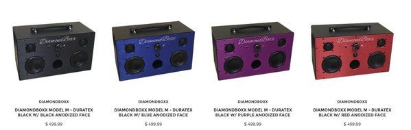 DiamondBoxx Model M Wireless BlueTooth Speaker / Boombox (Black with Purple Aluminum)
