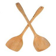 2pcs Lengthening Wooden Turner Spatula Safe For Non-Stick Cookware N3
