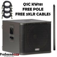QSC KW181 1000 Watts Powered Subwoofer - Free KW181 Pole and 3 XLR cables (ProSoundGear) Authorized Dealer