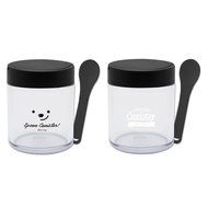 [1+1] TEASCAFE Cereal Spoon Canister, 15oz, 2Piece - Containing a spoon on the lid (Bear Black lid-Urban Black... N2