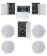 7.1 Home Theater Flush Inwall/Ceiling Speaker Package- Two Inwall 6.5&quot; 2-way Speakers, One Inwall Dual 5.25&quot; 2...