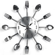 ETHAHE Fashion Fork &amp; Knife Kitchen Clock Sliver N2